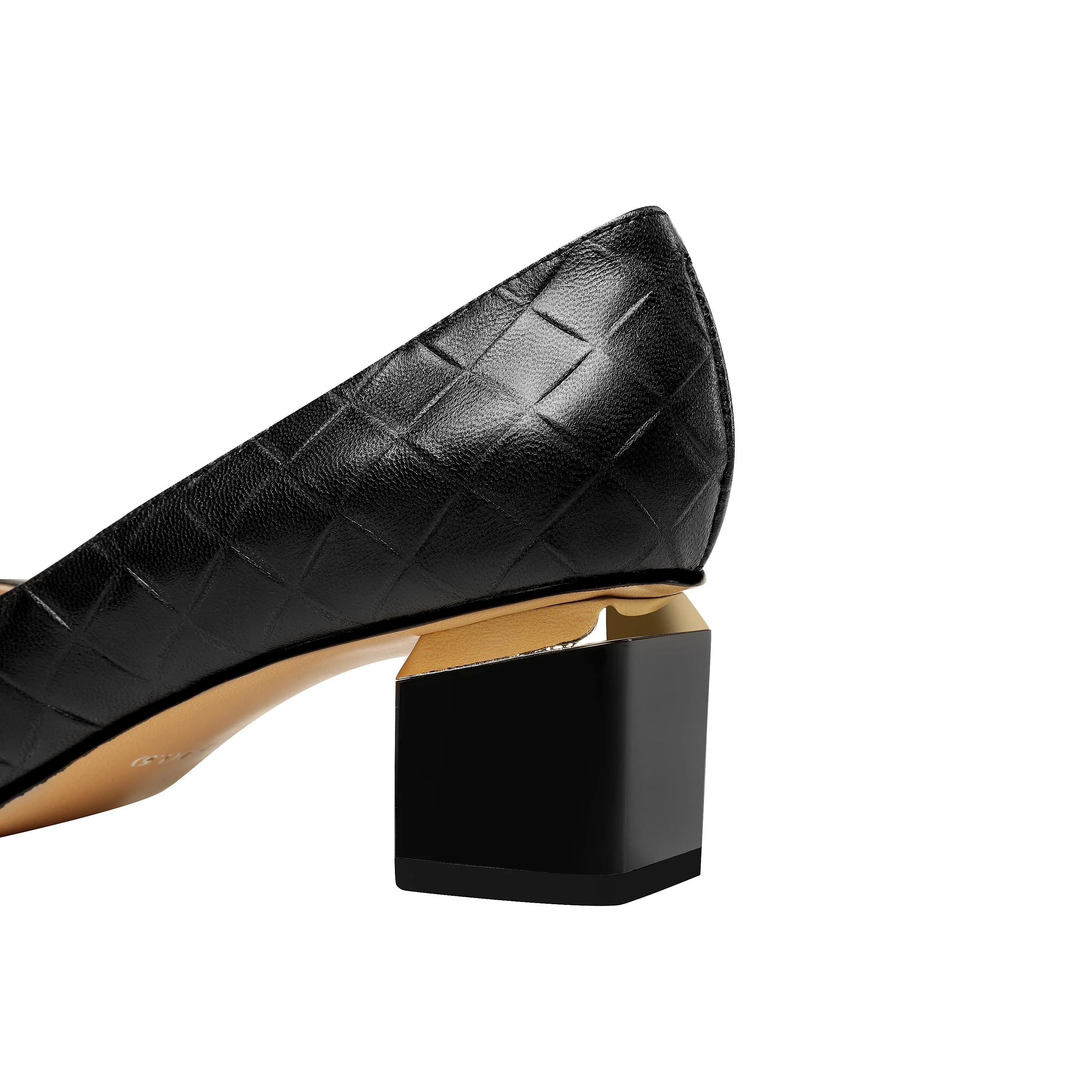 TinaCus Women's Genuine Leather Handmade Clear Pointed Toe Low Block Heel Slip On Classic Loafer Pumps