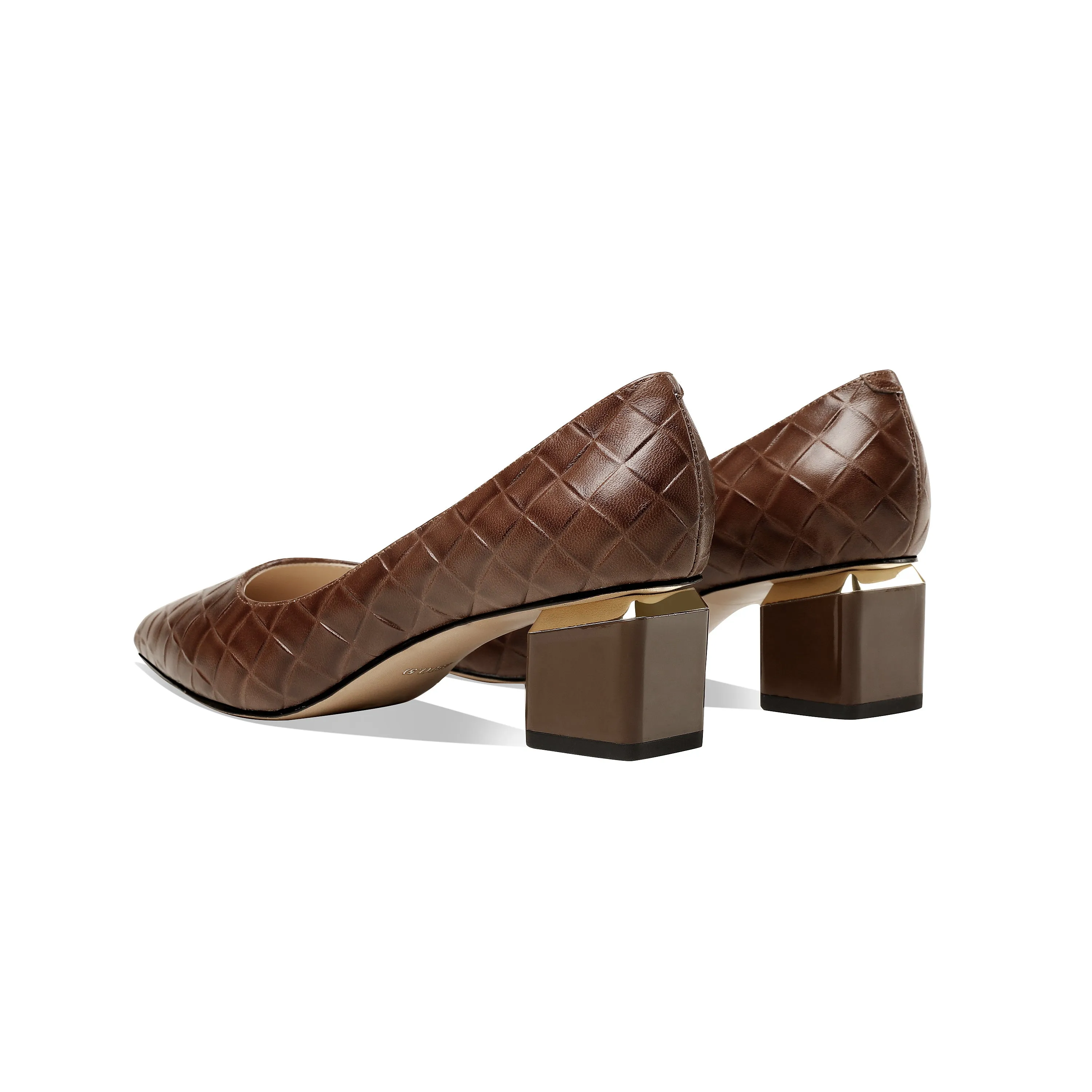 TinaCus Women's Genuine Leather Handmade Clear Pointed Toe Low Block Heel Slip On Classic Loafer Pumps