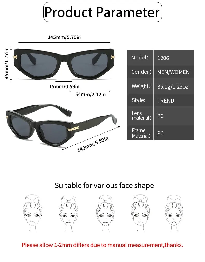 Unisex Luxury Vintage Gradient Shades Irregular Cat Eye Sunglasses