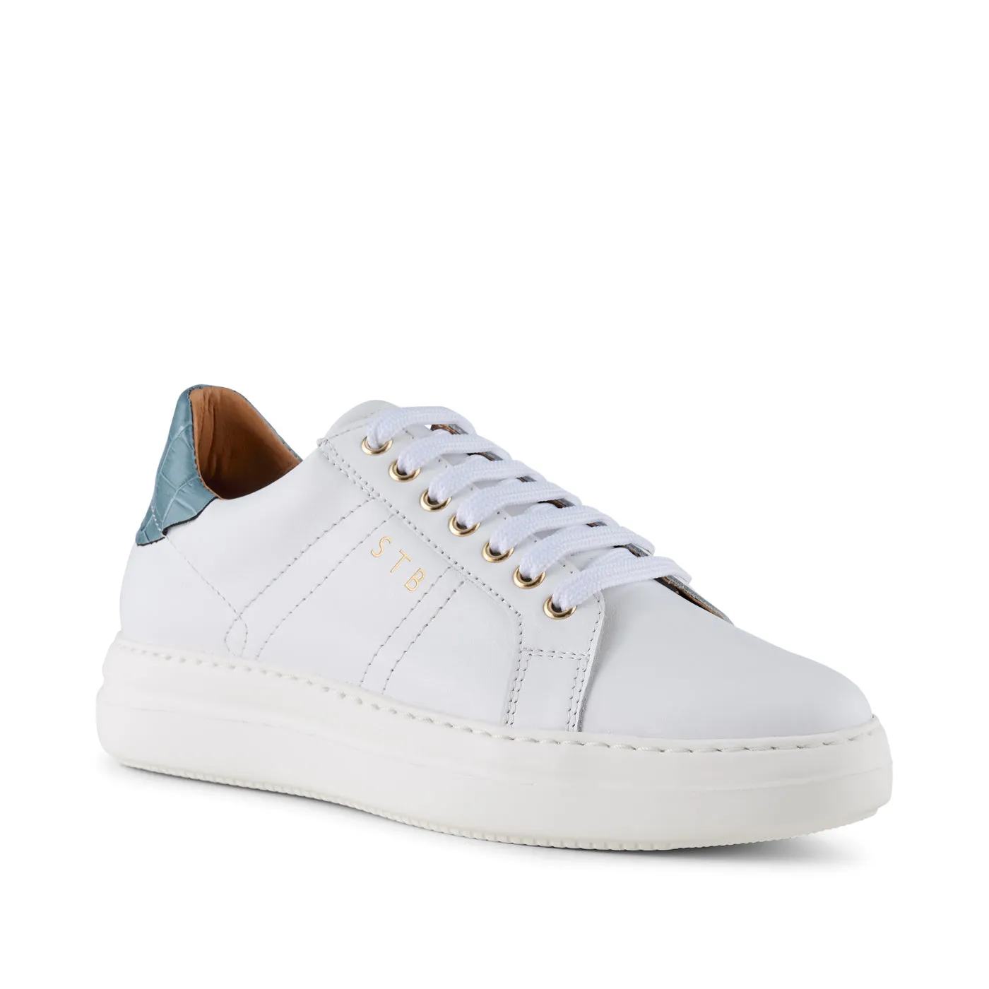 Vinca sneaker leather - WHITE/BLUE CROCO