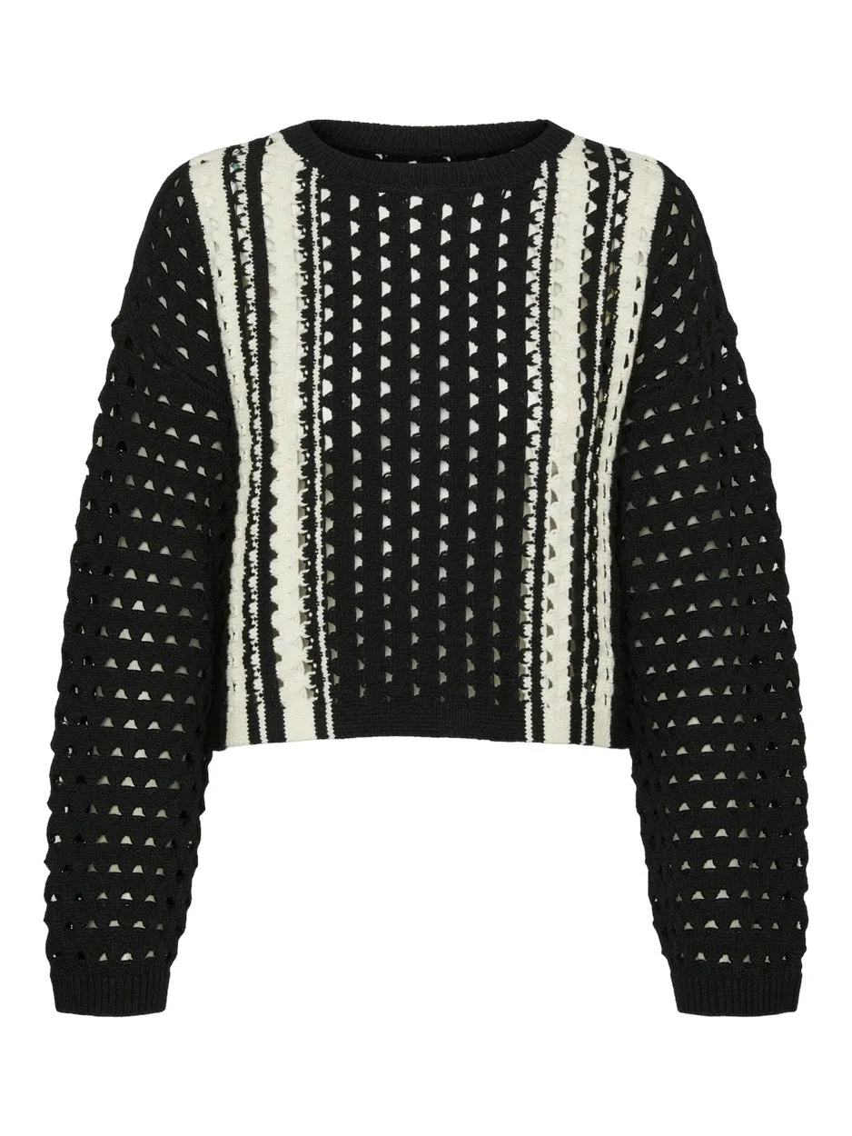 Vmlester Ls O-neck Pullover - Zwart Dessin