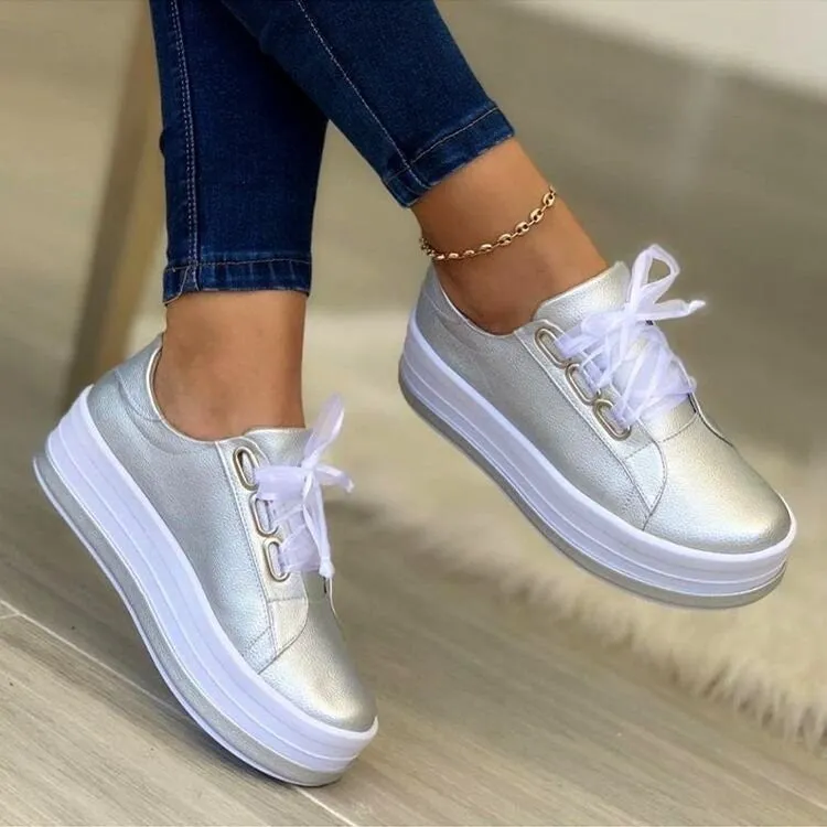 Women's Fashion Lace-up Flat Sneakers