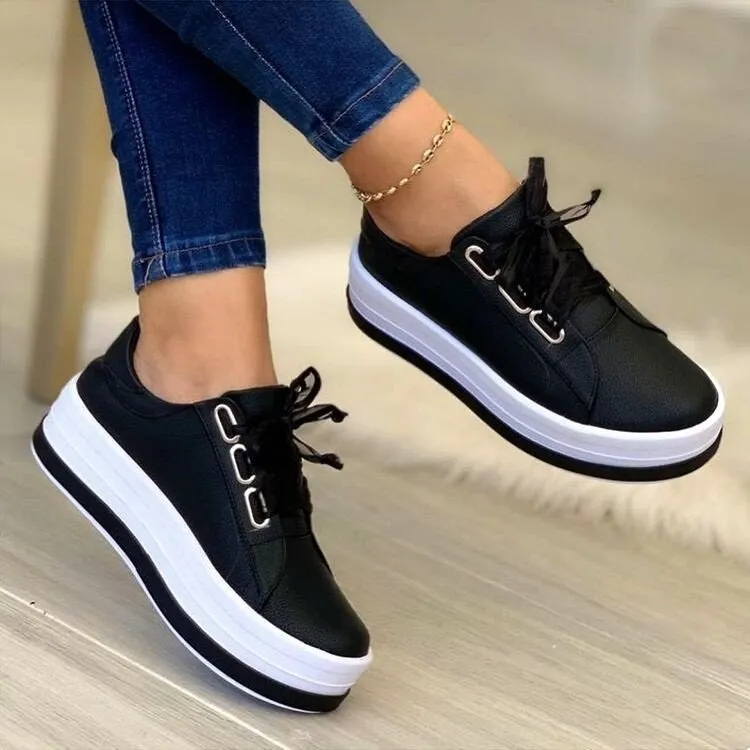 Women's Fashion Lace-up Flat Sneakers