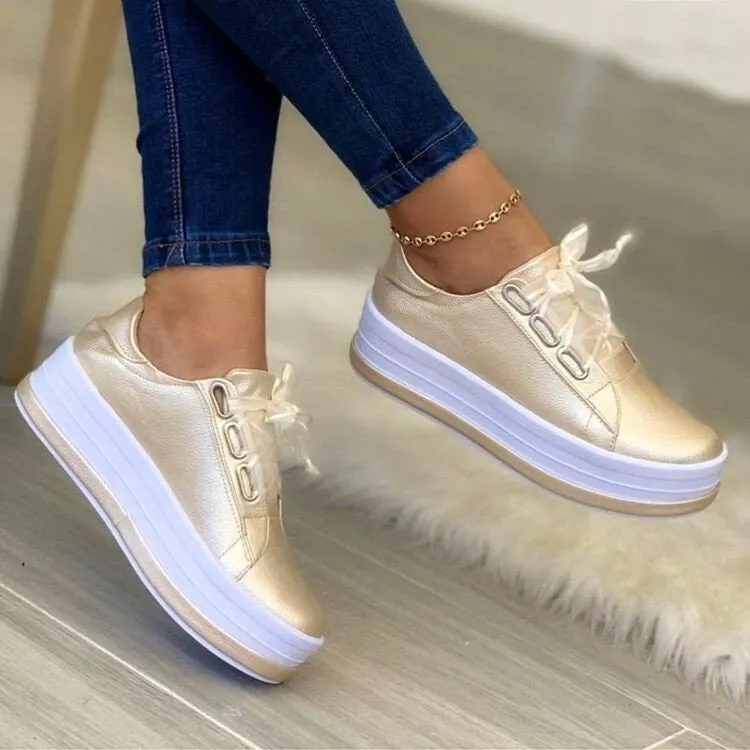 Women's Fashion Lace-up Flat Sneakers