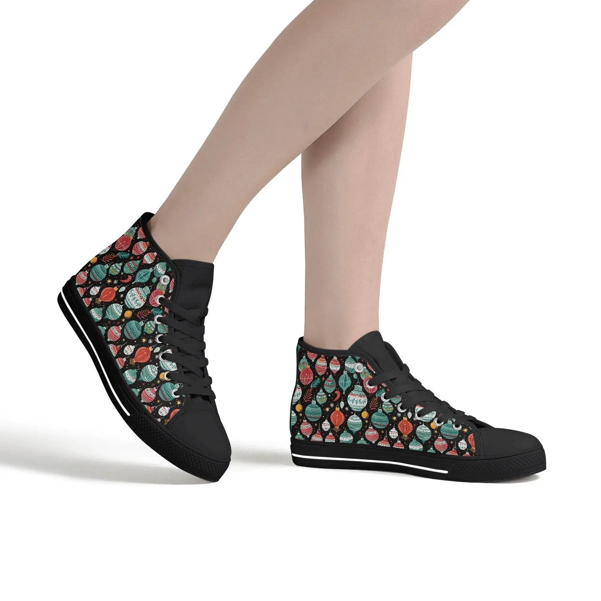 Womens Rubber High Top Big Ornament Canvas Shoes