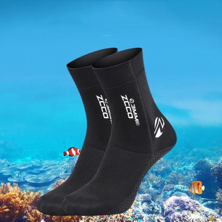ZCCO 3mm Warm Non-Slip Diving Socks Anti-Wear Ankle Fins, Size:33-34(Grey)